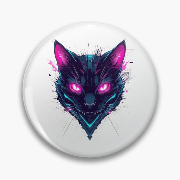 Item preview, Futuristic Glitch Feline – Neon Cyber Style designed and sold by AndrewYoko.