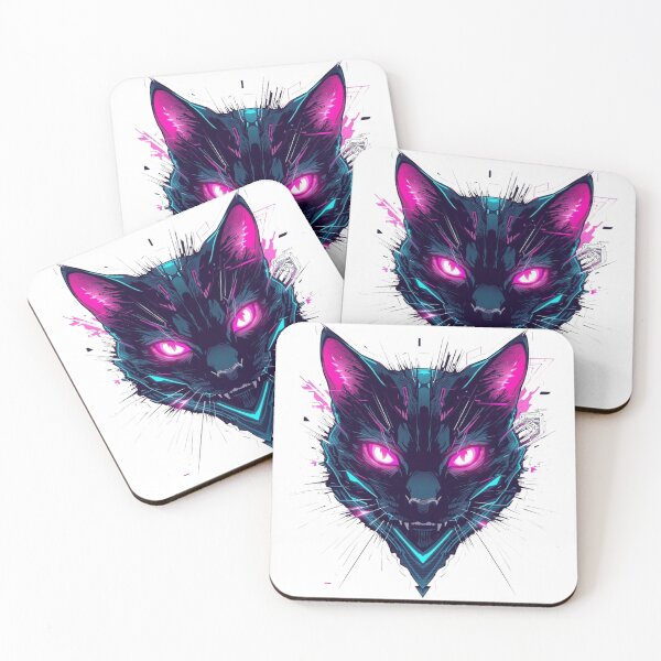 Item preview, Futuristic Glitch Feline – Neon Cyber Style designed and sold by AndrewYoko.