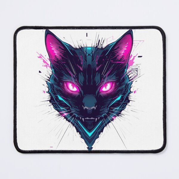 Item preview, Futuristic Glitch Feline – Neon Cyber Style designed and sold by AndrewYoko.