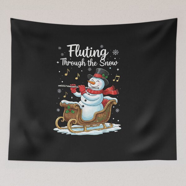 Item preview,  Fluting Through the Snow T-Shirt - Snowman Playing Flute in Sleigh - Musical Christmas Tee, Winter Instrument Shirt, Holiday Musician Gift,158 characters designed and sold by ZyxDes.