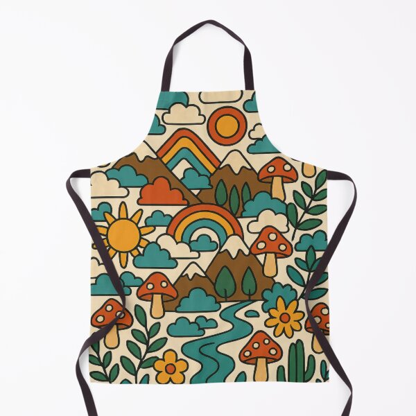 Item preview, Retro Nature Collage with Mushrooms, Rainbows, and Mountains designed and sold by NoctaHike.