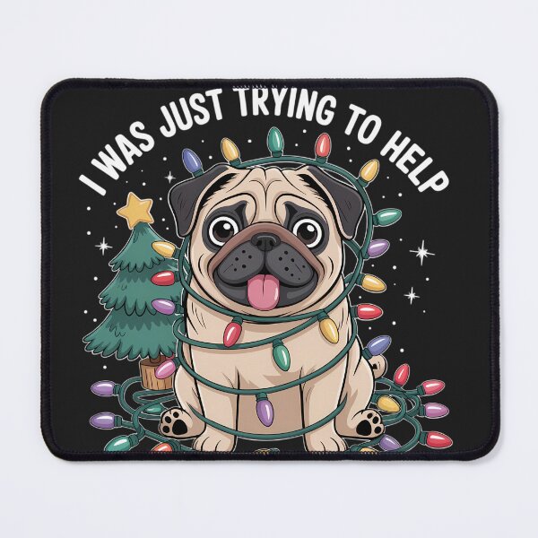 Item preview, Funny Pug Dog Tangled in Christmas Lights Holiday Pet Humor Shirt designed and sold by GiftsForge.