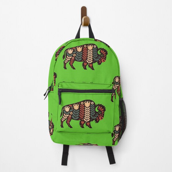 Item preview, Folk Art American Bison – Scandinavian Botanical Buffalo Illustration designed and sold by A-to-y.
