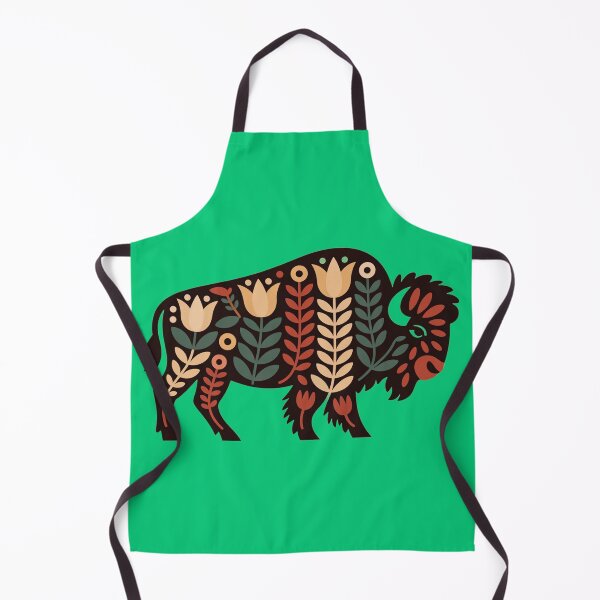 Item preview, Folk Art American Bison – Scandinavian Botanical Buffalo Illustration designed and sold by A-to-y.