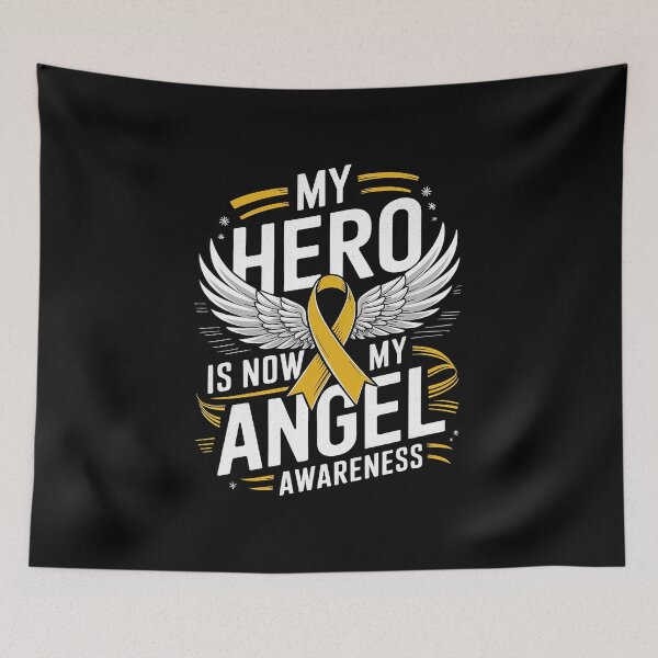 Item preview, My Hero is Now My Angel Sarcoma Cancer Awareness Ribbon designed and sold by RansomFlatley.