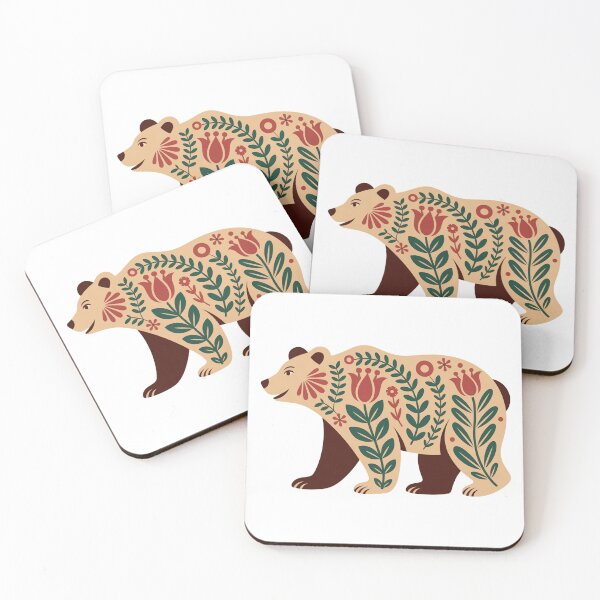 Item preview, Folk Art Bear – Scandinavian Botanical Bear Illustration designed and sold by A-to-y.