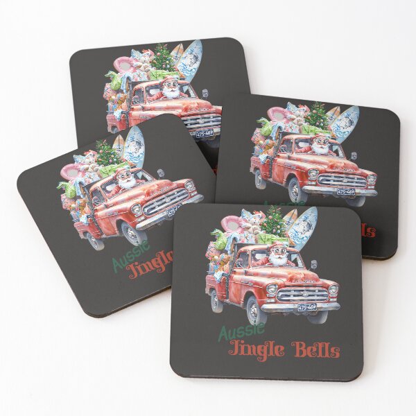 Item preview, Aussie Jingle Bells Red Vintage Truck Surf Christmas designed and sold by ArtisticDesignsbyLinda.