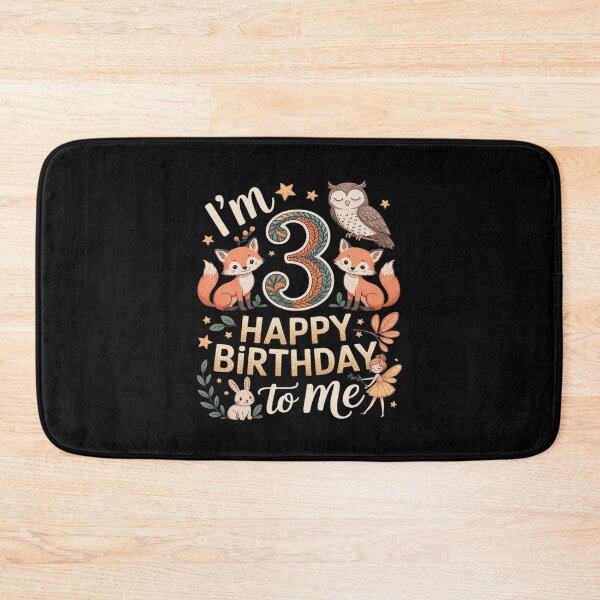 Item preview, I'm 3 Happy Birthday - Woodland Animals Theme designed and sold by BubblePancake.