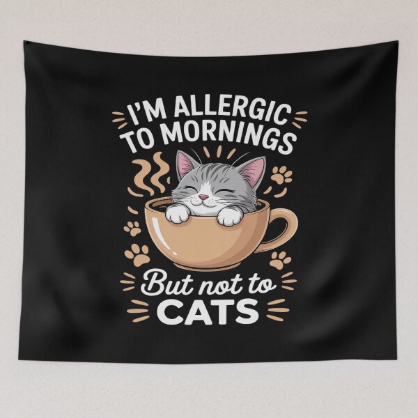 Item preview, I'm allergic to mornings but not to cats designed and sold by NetoGalaxy.
