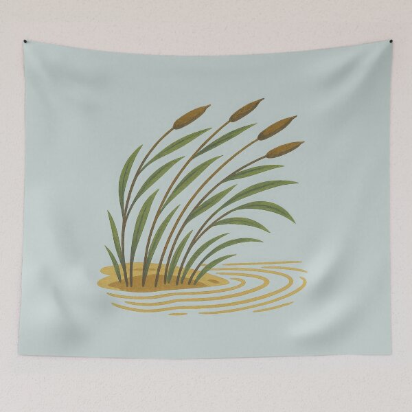 Item preview, Minimal Pond Grass Illustration with Ripples designed and sold by NoctaHike.