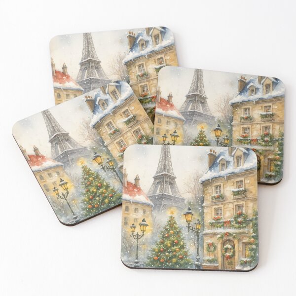 Item preview, Paris Christmas Winter Watercolor – Eiffel Tower Holiday Illustration designed and sold by elgreko.