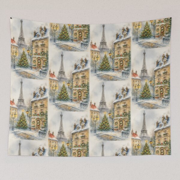 Item preview, Paris Christmas Winter Watercolor – Eiffel Tower Holiday Illustration designed and sold by elgreko.