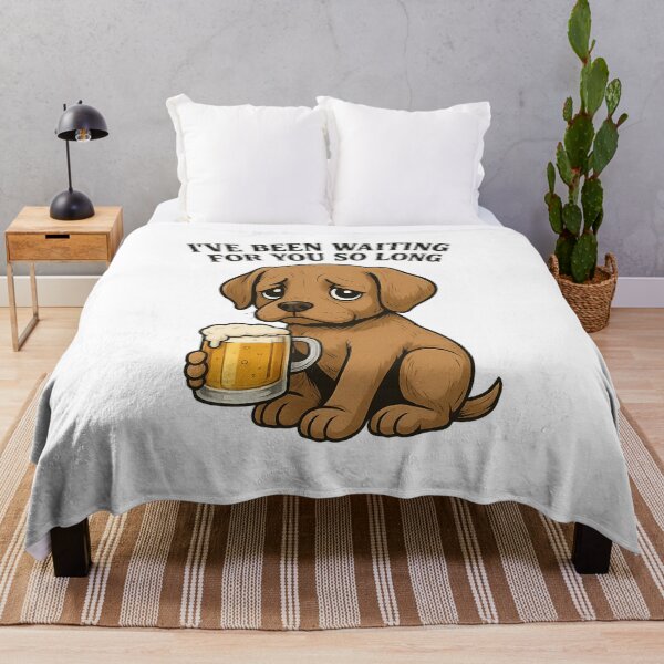Item preview, Sad Puppy Waiting Beer – Cute Emotional Dog Illustration T-Shirt Design designed and sold by PawWave.