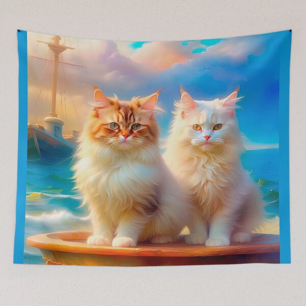 Item preview, Two Cats In Oil Painting Style designed and sold by LanaGustavsson.