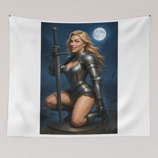 Item preview, Astrid Aurelia kneeling in armor metal   designed and sold by CathryneDelamort.