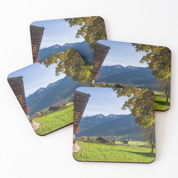 Item preview, Alpine pasture with farmhouse and mountains in autumn, Neustift in the Stubai Valley, Stubai Valley designed and sold by Torsten  Krüger.