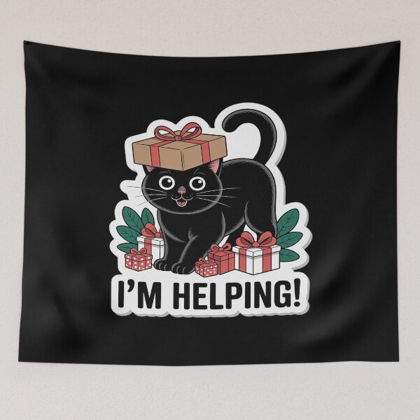 Item preview, I'm Helping Cat Christmas Wrapping Paper designed and sold by SnackPAC.