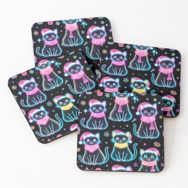 Item preview, Neon Cats with Santa Hats designed and sold by InezPhotography.