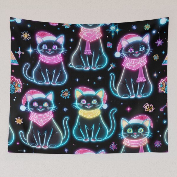 Item preview, Neon Cats with Santa Hats designed and sold by InezPhotography.