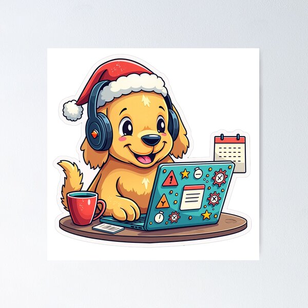 Item preview, Golden Retriever Santa Hat Laptop | Dev Life Edition designed and sold by Dev Life Designs.