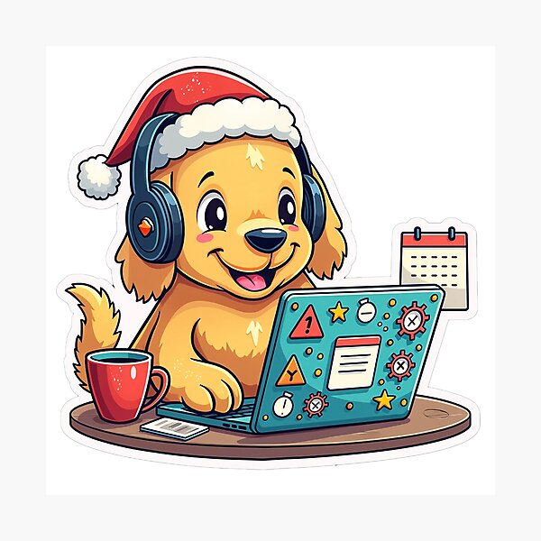 Item preview, Golden Retriever Santa Hat Laptop | Dev Life Edition designed and sold by Dev Life Designs.