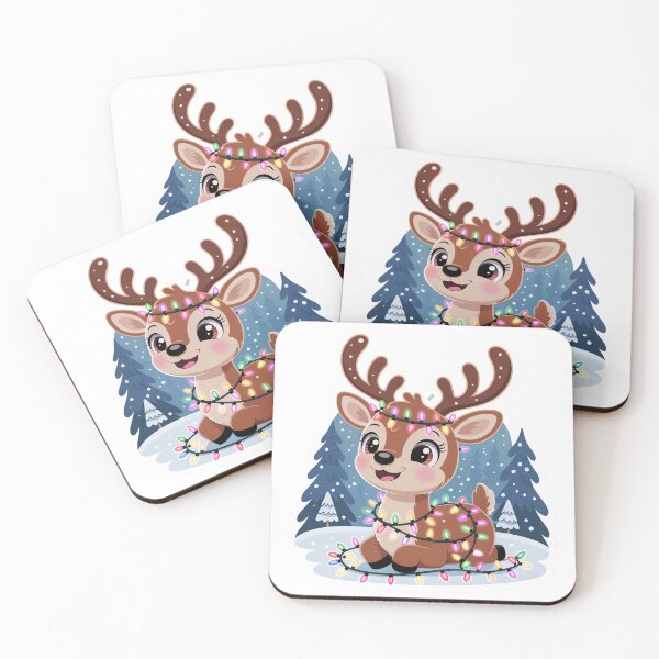 Item preview, Cute reindeer wrapped in colorful Christmas lights designed and sold by Boo-Buddy.