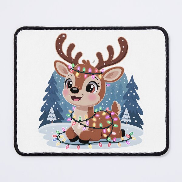Item preview, Cute reindeer wrapped in colorful Christmas lights designed and sold by Boo-Buddy.