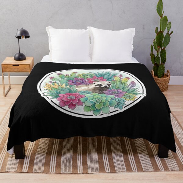 Item preview, Watercolor Woodland Badger Sticker Surrounded by Succulents and Cactus Plants Aesthetic Relax Stress Relief Fun Sticker Design designed and sold by bvdesignart.