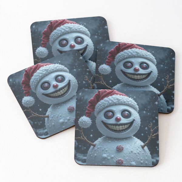 Item preview, Creepy Smiling Snowman with Santa Hat designed and sold by InezPhotography.