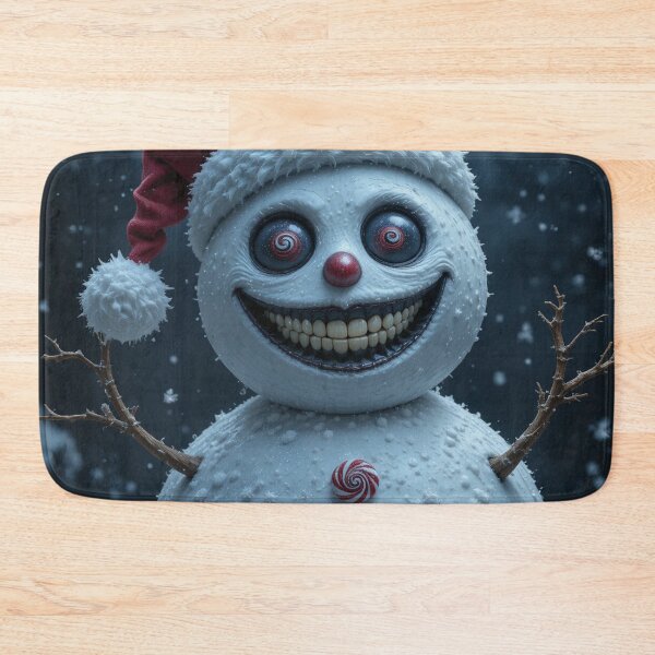 Item preview, Creepy Smiling Snowman with Santa Hat designed and sold by InezPhotography.