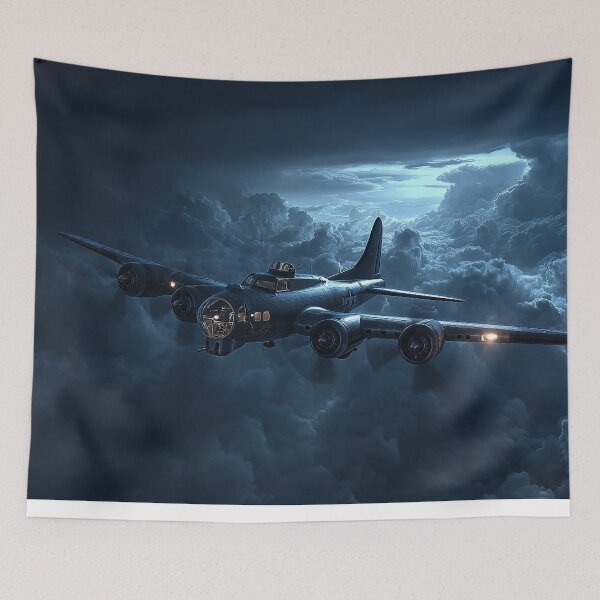 Item preview, Classic B17 Bomber Gliding Across Cloud Formations in Heavy Weather designed and sold by Skyframe Aviation.