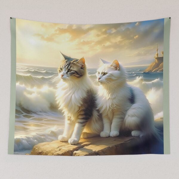 Item preview, Two Cats In Oil Painting Style designed and sold by LanaGustavsson.