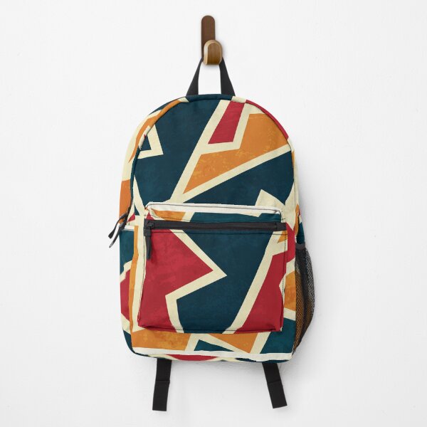 Item preview, Retro Tribal Geometry – Bold Red, Blue & Orange Pattern designed and sold by AfrosoulDesigns.