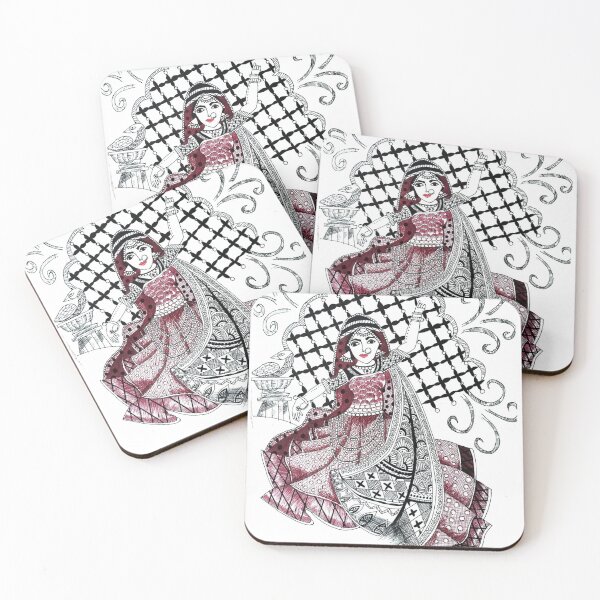 Item preview, Traditional Rajasthani Mandala Woman – Hand-Drawn Art designed and sold by Sunthatshines.