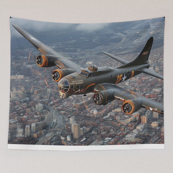 Item preview, Classic B17 Bomber In Flight Over Rural Farmland in Clear Skies designed and sold by Skyframe Aviation.