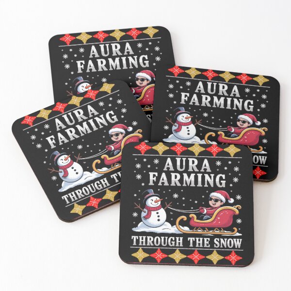Item preview, Aura Farming Through The Snow Funny Meme Christmas designed and sold by FreshVibe Prints.