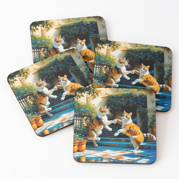 Item preview, Two Playing Cats In Oil Painting Style designed and sold by LanaGustavsson.
