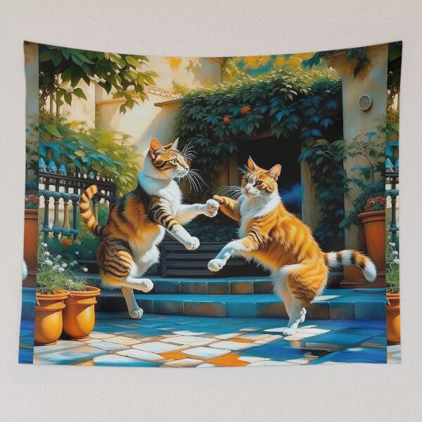 Item preview, Two Playing Cats In Oil Painting Style designed and sold by LanaGustavsson.