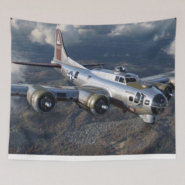 Item preview, Vintage B17 Soaring Above the Airfield in Clear Skies designed and sold by Skyframe Aviation.