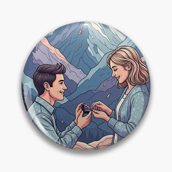 Item preview, "Romantic marriage proposal design on one knee in the Bastille Mountains | Stylized illustration" designed and sold by thechoice1.