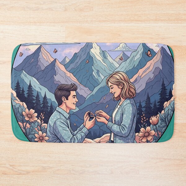 Item preview, "Romantic marriage proposal design on one knee in the Bastille Mountains | Stylized illustration" designed and sold by thechoice1.