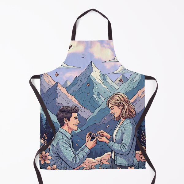 Item preview, "Romantic marriage proposal design on one knee in the Bastille Mountains | Stylized illustration" designed and sold by thechoice1.
