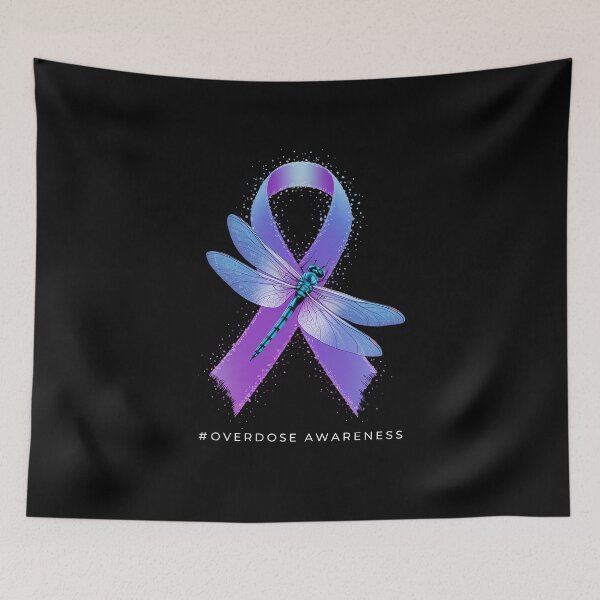 Item preview, Hippie Dragonfly Purple Ribbon Overdose Awareness designed and sold by RayArmstrong.