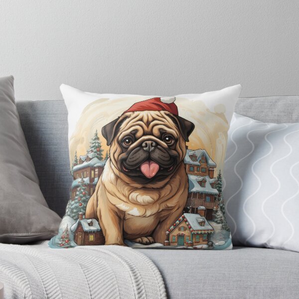 Artikelvorschau, Cozy Pug Enjoying a Snowy Christmas entworfen und verkauft von Batycab Shop.