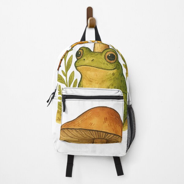 Item preview, Watercolor Frog Under Mushroom – Cute Cottagecore Nature Art designed and sold by kimkosovo.