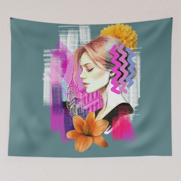 Item preview, Urban Remembrance – Woman with Flower in Vintage City Scene designed and sold by denip.