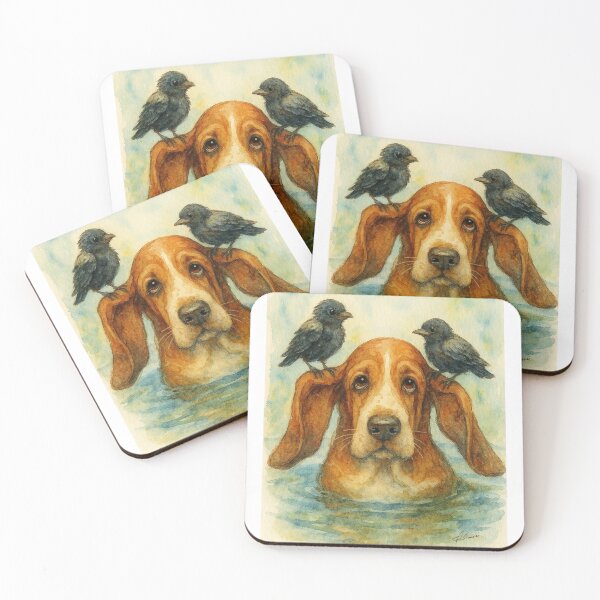 Item preview, a bassett and his friends designed and sold by Cushion-Crafts.