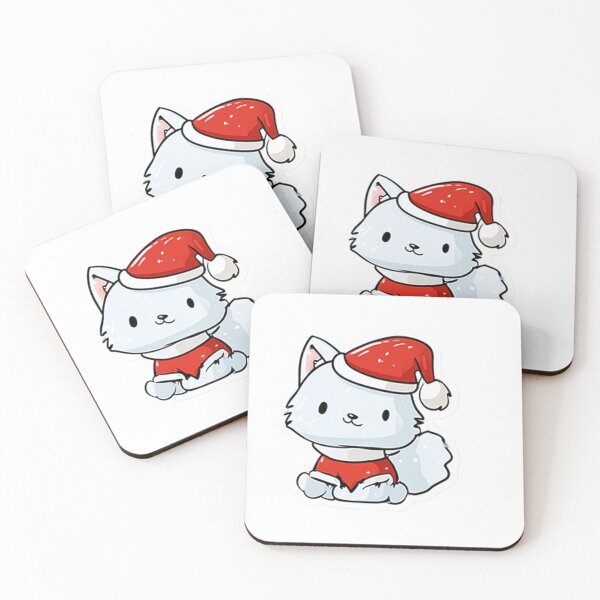 Item preview, Kawaii Christmas Fox Sitting in Santa Hat – Cute Holiday Sticker designed and sold by Hakubiya.