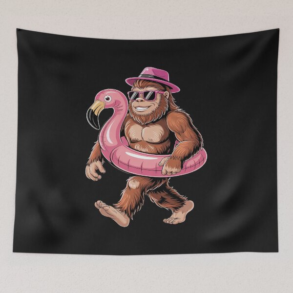 Item preview, Pool party bigfoot flamingo float sasquatch beach lovers designed and sold by JessicaWalshdf.