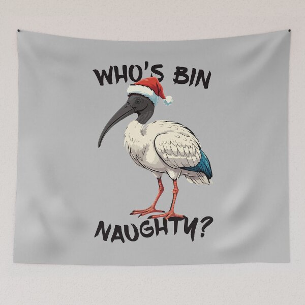 Item preview, Christmas Bin Chicken - Australian Bin Chicken Christmas themed ibis with quote "Who's bin naughty" featuring an Aussie ibis bird designed and sold by messy-nessie.